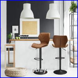 Counter Height Barstools Set of 2 Leather Bar Stools Adjustable Height Brown