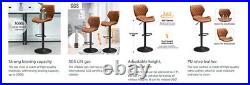 Counter Height Barstools Set of 2 Leather Bar Stools Adjustable Height Brown