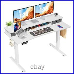 Electric Standing Desk Adjustable Height Stand Up Desk with Shelf 55''X24 White