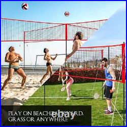 FITPLAY Four Square Volleyball/Badminton Net Set Adjustable Height 4 Way Volley