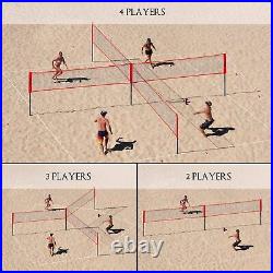 FITPLAY Four Square Volleyball/Badminton Net Set Adjustable Height 4 Way Volley