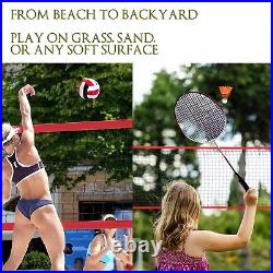 FITPLAY Four Square Volleyball/Badminton Net Set Adjustable Height 4 Way Volley