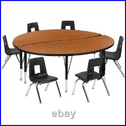 Flash Furniture Emmy 60 Round Activity Table Set Height Adjustable Oak/Black