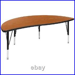 Flash Furniture Emmy 60 Round Activity Table Set Height Adjustable Oak/Black