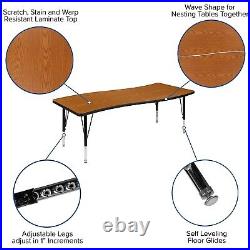 Flash Furniture Emmy Oval Wave Activity Table Set 60 x 86 Height Adjustable