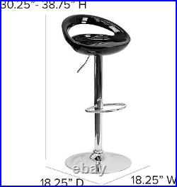 Flash Furniture Plastic Adjustable Height Barstool, Set of 1, Black