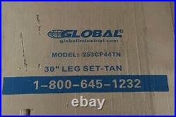 Global Square Tubular Adjustable Height Leg Set 28 to 34H Tan for 30 Workbench