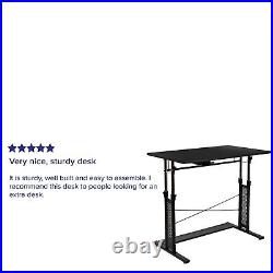 Height Adjustable (27.25-35.75H) Sit to Stand Home Office Desk Black