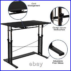 Height Adjustable (27.25-35.75H) Sit to Stand Home Office Desk Black
