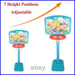 Kids Basketball Set Adjustable Portable Basketball Hoop 7 Height Positions