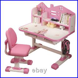 Kids Desk Chair Set Adjustable Height Study Table with Drawer Chair Set