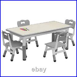 Kids Table & Chair Set Adjustable Height Children Activity Table Classroom Home