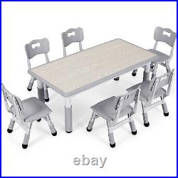 Kids Table and 6 Chairs Set Height Adjustable Toddler Activity Art Craft Table