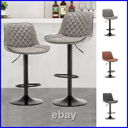 Kitchen Bar Stools Set of 2 Adjustable Swivel Counter Height Leather Pub Chair