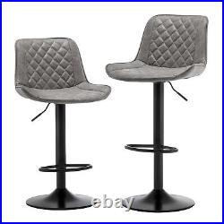 Kitchen Bar Stools Set of 2 Adjustable Swivel Counter Height Leather Pub Chair