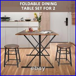 LONABR 3PCS Dining Table Set Drop Leaf Height Adjustable Space Saving Breakfast