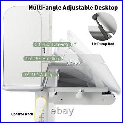 Large Adjustable Height Kids Study Desk Foldable Armrest Chair withBookcase, Drawer