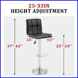 Modern Bar Stool Set of 2 Counter Height Barstools Heigh Adjustable Swivel Ba