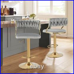 Modern Bar Stools Set of 2 Adjustable Height Chairs Swivel Kitchen Island Cafe