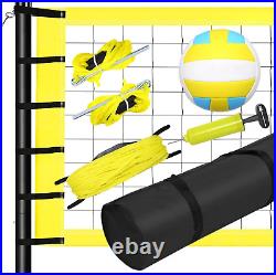 Outdoor Portable Volleyball Net Set Adjustable Height Steel Poles PU Volleyball
