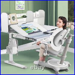 Oversized Height Adjustable Study Desk Armrest Chair for Kids withBookshelf, Drawer