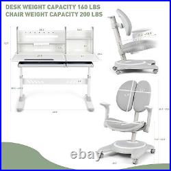 Oversized Height Adjustable Study Desk Armrest Chair for Kids withBookshelf, Drawer
