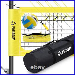 Patiassy Professional Volleyball Net Set Adjustable Height Holes WithBall, Bag