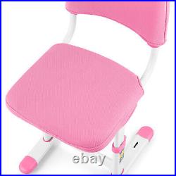 Pink Kids Desk Chair Set Height Adjustable Study Table withLamp, Drawer, Chair Cover