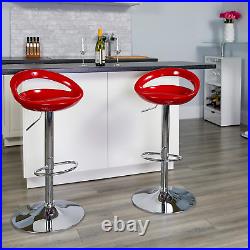 Plastic Adjustable Height Barstool, Set of 1, Red