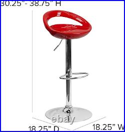 Plastic Adjustable Height Barstool, Set of 1, Red