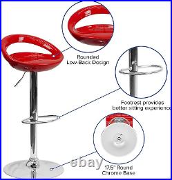 Plastic Adjustable Height Barstool, Set of 1, Red