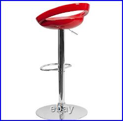 Plastic Adjustable Height Barstool, Set of 1, Red