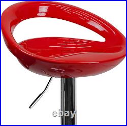 Plastic Adjustable Height Barstool, Set of 1, Red