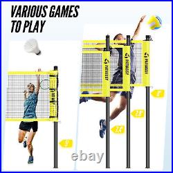 Portable Outdoor Volleyball Badminton Combo Net Set Adjustable Height 32' x 3'FT