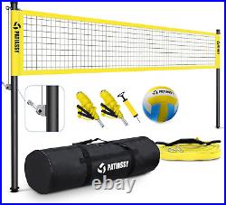 Portable Outdoor Volleyball Net Set Adjustable Height Poles Winch System Bag