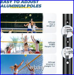 Portable Outdoor Volleyball Net Set Adjustable Height Poles Winch System Bag