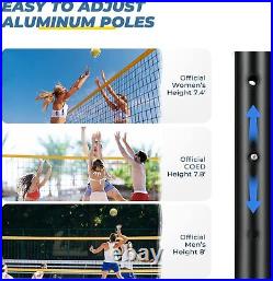 Portable Outdoor Volleyball Net Set, Winch System Alumin Adjustable Height Poles