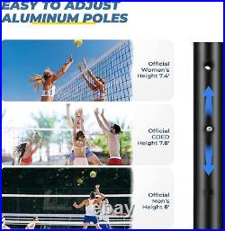 Portable Professional Volleyball Net Set with Adjustable Height Poles Backyard