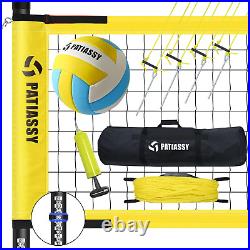 Portable Volleyball Net Set Adjustable Height Steel Poles PU Volleyball Pump Bag