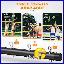 Portable Volleyball Net Set Adjustable Height Steel Poles PU Volleyball Pump Bag