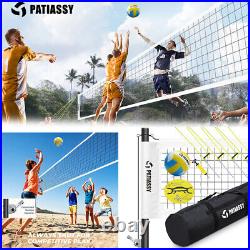 Portable Volleyball Net Set with Adjustable Height Steel Poles, PU Volleyball