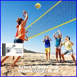 Premium Outdoor 32'L x 3' Volleyball Net Set Adjustable Height Poles with Ball