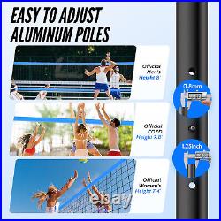 Premium Portable Professional Volleyball Net Set Adjustable Height Aluminum Pole