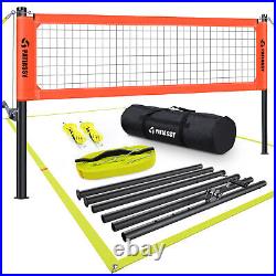 Premium Professional Beach Backyard Volleyball Net Set Adjustable Height Poles