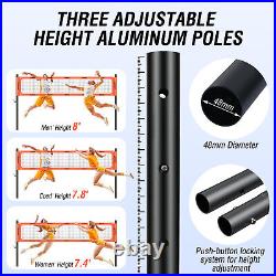 Premium Professional Beach Backyard Volleyball Net Set Adjustable Height Poles