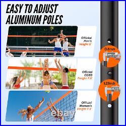 Premium Professional Beach Volleyball Net Set Adjustable Height Heavy Duty Poles