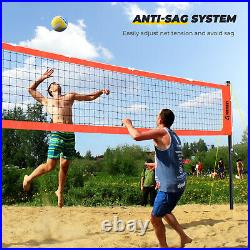 Premium Volleyball Net Set Adjustable Height Poles Winch System Aluminum Poles