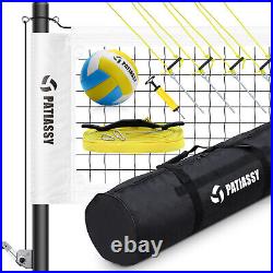 Premium Volleyball Net Set Adjustable Height Poles, Winch System, Ball & Pump