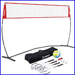 Professional Freestanding Volleyball Net Set Adjustable Height Portable with Bag