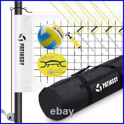 Professional Portable Volleyball Net Set Adjustable Height Aluminum Poles Ball
